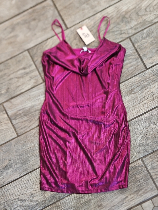 Sincerly Jules Dresses & Skirts - Sincerely Jules Hot Pink Magenta Drape Frint Shimmer Dress Size Medium NWT